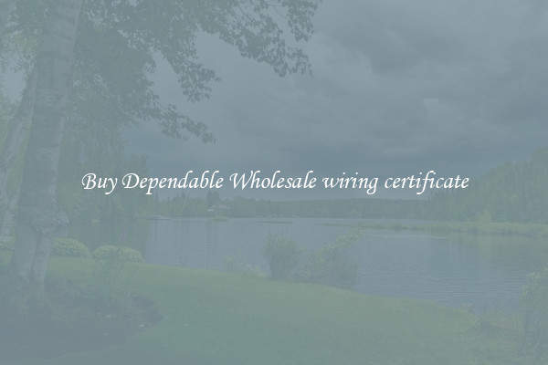 Buy Dependable Wholesale wiring certificate